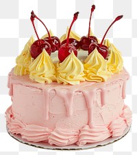 PNG Cherry-topped pink frosted cake