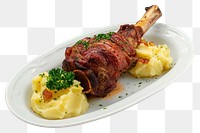 PNG Savory lamb shank with mashed potatoes