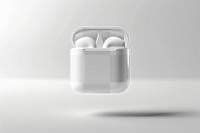 PNG wireless earphones case mockup, transparent design