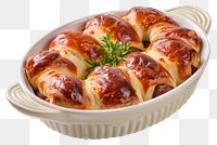 PNG Baked pigs in a blanket croissant food meat.