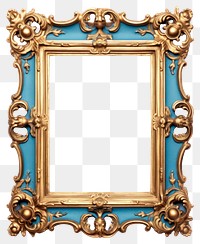 PNG  Elegant ornate gold blue frame