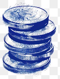 Blue sketch coins stack illustration