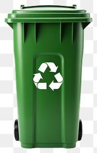 Green recycling bin with wheels