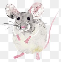 PNG  Cute watercolor mouse illustration