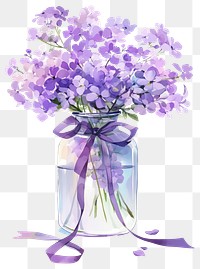 PNG Purple coquette flower vase art lavender blossom.