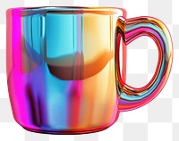 Surreal abstract style mug glass metal shiny.