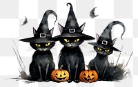 PNG Black cats Halloween pumpkins, transparent background