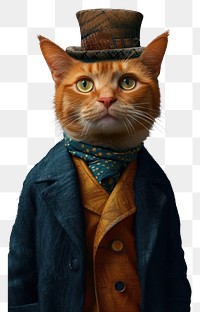 Chubby cat costuming wearing vincent van gogh surrealism wallpaper portrait animal mammal.