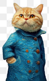 Chubby cat costuming wearing vincent van gogh surrealism wallpaper animal portrait mammal.