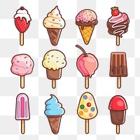 PNG ice cream element set, transparent background