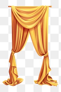 PNG opened gold curtain element, transparent background