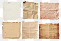 PNG vintage wrinkled paper element set, transparent background