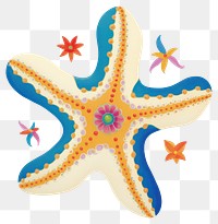 PNG Colorful starfish with decorative flowers