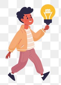 PNG  Man holding bright lightbulb idea