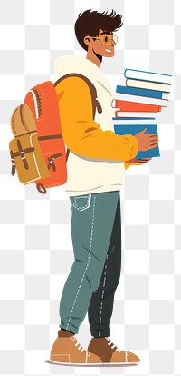 PNG  Student carrying books illustration