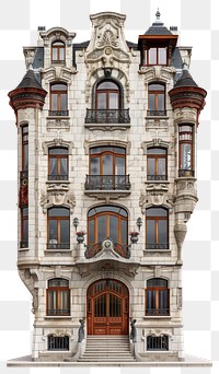 PNG Art nouveau tall building architecture housing window.