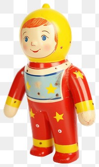 PNG Vintage wooden astronaut toy figure