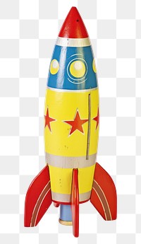 PNG Colorful retro toy rocket ship