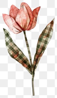 PNG  Handcrafted plaid tulip illustration