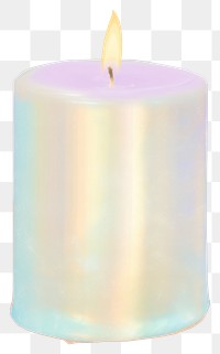 PNG Iridescent candle with gentle flame