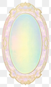 PNG Elegant iridescent vintage oval mirror