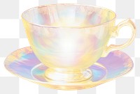 PNG Iridescent teacup with saucer