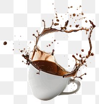 PNG Coffee splash white cup dynamic