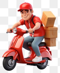 PNG Delivery person riding red scooter