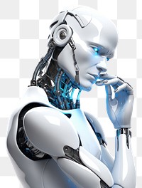 PNG Futuristic humanoid robot thinking illustration