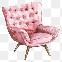 PNG  Elegant pink watercolor armchair illustration