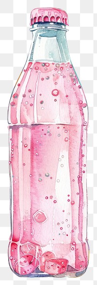 PNG  Watercolor pink soda bottle