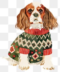 PNG Festive dog wearing holiday sweater