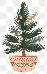 PNG Festive potted Christmas tree illustration