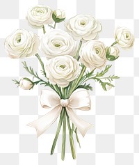 PNG Elegant white floral bouquet illustration