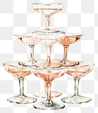 PNG Elegant champagne glass tower illustration