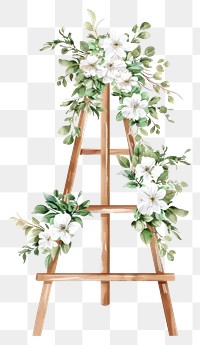 PNG Elegant floral wooden easel illustration