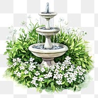 PNG Elegant garden fountain with flowers