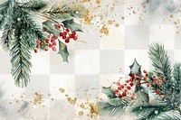 PNG Winter watercolor background branches berries holly.