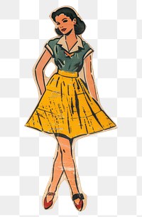 PNG Vintage retro woman illustration art