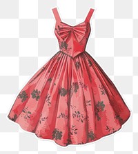 PNG Vintage floral red dress illustration