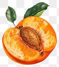 PNG Vibrant apricot illustration with leaves