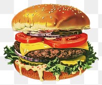 PNG Juicy cheeseburger with fresh toppings