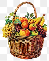 PNG Colorful basket of fresh fruits