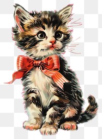 PNG Adorable kitten with red bow