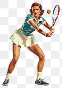 PNG Vintage tennis player illustration