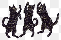 PNG Three playful black cats illustration