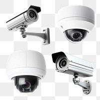 PNG cctv security camera element set, transparent background