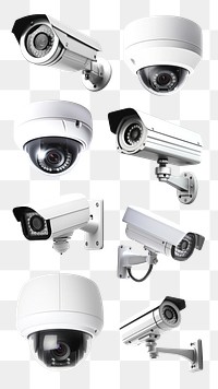 PNG cctv security camera element set, transparent background