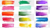 PNG colorful brush stroke design element set, transparent background