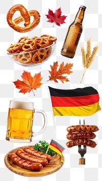 PNG Oktoberfest festival design element set, transparent background